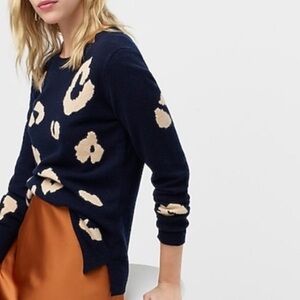 J Crew 100% Cashmere Leopard Print Crewneck Sweater Size XS